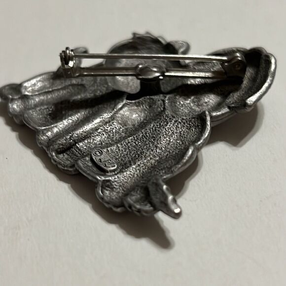 Vintage J.J. Pewter Dog and Cat Brooch - Picture 6 of 8